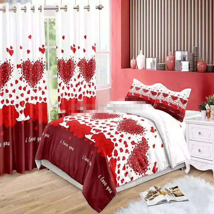 Conjunto de cama com cortina e saia, conjunto de 6 peças com cortinas e capa de edredon, jogo de cama com cortinas