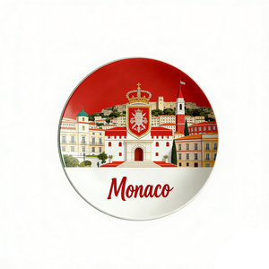 Assiette personnalisée sur le thème du Luxembourg, du Monac, de la Roumanie, de la Bulgarie et de la Serbie, vente en gros, forme ronde, en céramique, assiette tendance - Product Image 3