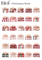 Autocollants semi-durcis pour ongles, design de Noël, couvrance totale, application facile, colorés, les plus vendus, pour fournisseurs OEM/ODM