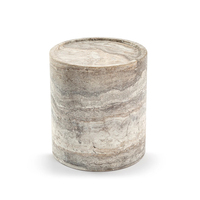 Newstar Socle en pierre naturelle Table en marbre gris Table d'appoint en pierre de marbre italien Tabouret en travertin argenté