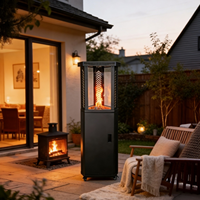 Chauffe-terrasse extérieur au propane, tour de chaleur haute en verre, chauffage au gaz portable avec roues pour jardin, cour arrière et usage commercial