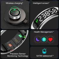 KI-Smart-Gesundheits-Fitness-Tracker-Ring mit LED-Bildschirm, IP68 wasserdicht, HRV, Stahl, lange Akkulaufzeit, Muslim-App-Steuerung, Schlaf-Tracker, OEM