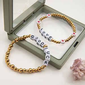 Nouveau Bracelet de lettre <span class=keywords><strong>d</strong></span>'amour perlé chanceux pour les femmes mode bijoux de plage petits <span class=keywords><strong>mots</strong></span> projet Bracelets perlés - Product Image 6