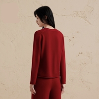 Cardigan en cachemire 100% pour femmes, col en V, pull en tricot épais rouge