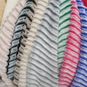 Оптовая продажа от производителя LongFine, 100% полиэстер, пушистая сверхмягкая ткань с резьбой из меха кролика для украшения одеяла - Product Image 3