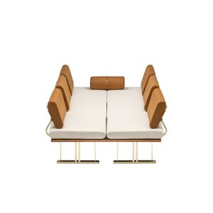 Ensemble de salle à manger d'extérieur moderne 6 places, canapé en tissu, mobilier de jardin, balcon, terrasse, résistant aux intempéries, structure en bois massif et métal - Product Image 2