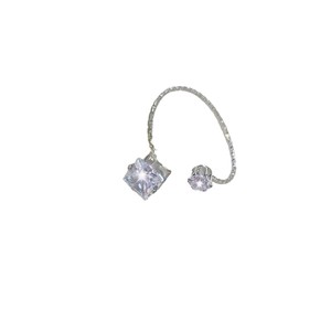 Korean and Japanese style gentle luxury sparkling rhinestone <b>adjustable</b> <b>ring</b>, ins minimalist design, index finger <b>ring</b> band. - Product Image 5
