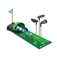 Ensemble de golf pour enfants en plastique amélioré avec retour automatique de balle et balles de golf à LED, 3 clubs, mini-golf intérieur/extérieur, jouet pour les enfants de 3 ans et plus