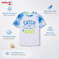 Maillots de bain de protection solaire pour enfants ODM à manches courtes, respirants, anti-adhérents, avec plusieurs motifs, pour les sports nautiques