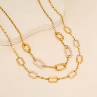 2026 AW nouveau moderne U ovale DANGLE ICED ZIRCON boîte collier boucles d'oreilles ensemble Dazan INS 18k plaqué or en acier inoxydable dame bijoux