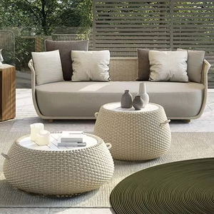 Ensemble <span class=keywords><strong>de</strong></span> canapé <span class=keywords><strong>de</strong></span> jardin moderne en bambou et rotin, canapé d'angle <span class=keywords><strong>de</strong></span> patio avec coussin amovible, housses imperméables et durables, meubles - Product Image 5