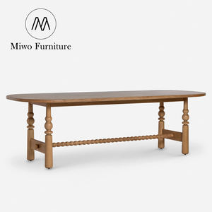 American Country color oscuro restaurante de madera maciza Mesa de comedor Retro Oficina Creativa estudio escritura rectangular Mesa ovalada - Product Image 6