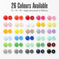 Kancing Tekan Resin T3 T5 T8 Bulat Flatback 26 Warna untuk Pakaian dan Masker Wajah