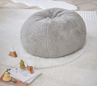 Fauteuil pouf Sherpa ivoire, design chinois, mobilier de maison avec revêtement en tissu pour rangement, 100x120cm, rembourrage en mousse EPS