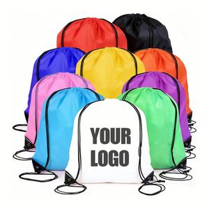Custom Logo Reusable Waterproof Nylon Polyester <b>Drawstring</b> <b>Backpack</b> for Football Sport Gym - Product Image 1