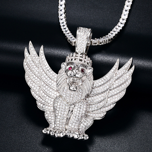 <span class=keywords><strong>Collana</strong></span> con Pendente a Disco Dorato con <span class=keywords><strong>Leone</strong></span> Re, Gioielli Hip Hop con Zirconi Cubici, Vendita all'Ingrosso - Product Image 3