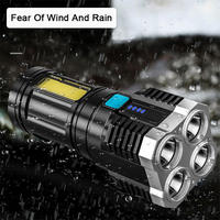 Lampe torche tactique rechargeable 4 LED avec lumière latérale COB, phare puissant à télécommande, torche LED portable ultra-lumineuse – Vente en gros usine