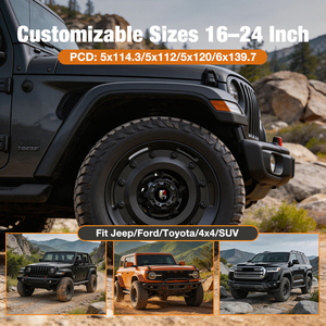 <span class=keywords><strong>ล้อ</strong></span>ฟอร์จ <span class=keywords><strong>KSR</strong></span> 6061-T6 สำหรับออฟโรด ขนาด 17-22 นิ้ว สีดำด้าน สำหรับงานหนัก 4x4 สำหรับรถ SUV และรถกระบะ - Product Image 5