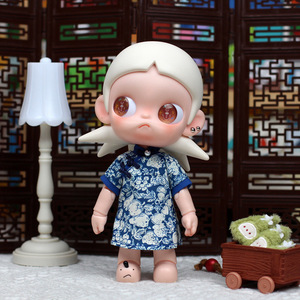 Zsiga 20Cm <b>Doll</b> Clothes Blue White <b>Porcelain</b> Cheongsam Traditional Chinese Style For Girls - Product Image 2