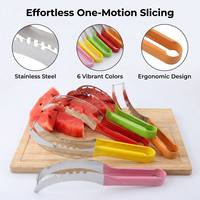 Alat Pemotong Semangka Grosir OEM, Baja Anti Karat, Pisau Ganda, Ergonomis, Multiwarna, Peralatan Dapur