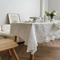 Style français 100% coton blanc fleur dentelle nappe fête de mariage frais lumière luxe pur coton nappe décoration de la maison