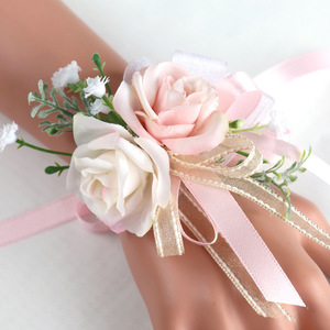 Ensemble corsage de poignet et boutonnière en soie, roses artificielles écologiques et imperméables pour mariée, demoiselle d'honneur, mariage, fête, bal de promo - Product Image 3