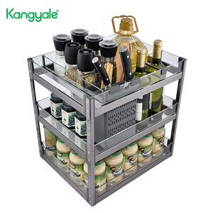 Organisateur de bouteilles d'eau pour armoire de <span class=keywords><strong>cuisine</strong></span> Kangyale, panier <span class=keywords><strong>coulissant</strong></span> pour armoire, étagère coulissante en acier inoxydable, <span class=keywords><strong>porte</strong></span>-épices - Product Image 1