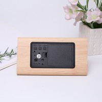 Réveil numérique créatif en bois à LED, sans piles, à détection acoustique, pour chambre, salon et bureau, fonction silencieuse