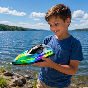 Lancha Rápida RC Eléctrica de Juguete, Control Remoto 2.4G, Impermeable, Luces LED en Todo el Cuerpo, Doble Remo, para Niños, <span class=keywords><strong>Piscina</strong></span> al Aire Libre - Product Image 2