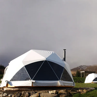Dôme géodésique de glamping avec ventilateur solaire intégré, en tissu PVC, à vendre