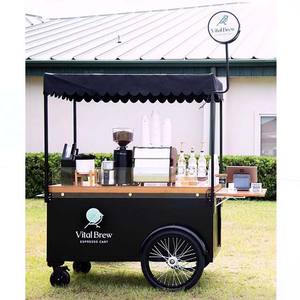 Chariot de boisson de café en métal personnalisé chariot de nourriture sur des roues avec la boîte lumineuse menée - Product Image 5