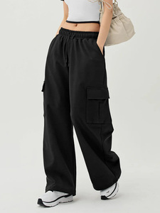 <span class=keywords><strong>Pantaloni</strong></span> Baggy Elasticizzati in Quattro Direzioni per Ragazze, Classici <span class=keywords><strong>Neri</strong></span> con Design a Coulisse e Gamba Larga - Product Image 5