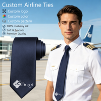 Cravate en soie écologique bleu marine à motif cachemire avec logo personnalisé, tissage haute densité, pour pilote, uniforme de compagnie aérienne, personnel de bord, formel