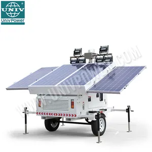 带 led灯的移动拖车太阳能路灯塔式发电机