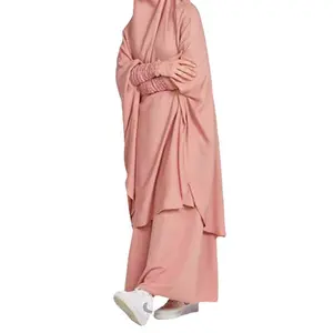 Slim Modest hidjab robe muslim Khimar Hijab prayer dress jilbab Abaya 2 piece mujer wholesale in uk dress for muslim women