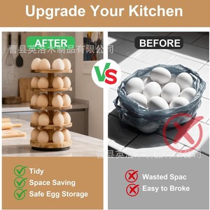 Egg Storage Rack Wooden Stackable Vertical Multi Layer Freshness Preservation <b>Kitchen</b> Countertop Use - Product Image 5