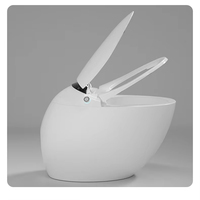 WC intelligent rond avec capteur au sol, siège de toilette intelligent intégré, chasse d'eau automatique, double chasse, fixation au sol, séchage à air chaud