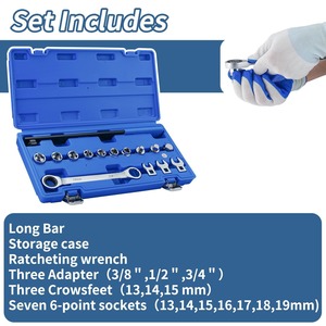 15-Piece ô tô cờ lê công cụ thiết lập Kit có thể điều chỉnh 13mm 19mm quán tính tensioner ròng rọc ratcheting <span class=keywords><strong>Serpentine</strong></span> Đai cờ lê - Product Image 6