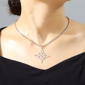 Pendentif noeud de sorcière celtique collier femme en acier inoxydable breloque pour hommes bijoux de mode Wicca cadeau d'anniversaire - Product Image 4
