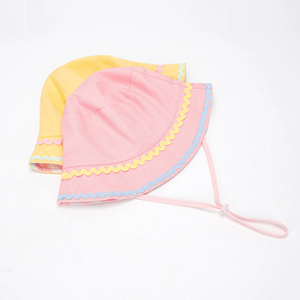Venta al por mayor niños algodón verano al aire libre a prueba de viento cuerda cubo sombrero pescador sombrero - Product Image 2
