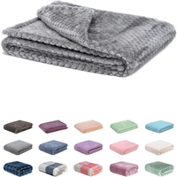 Vente en gros de couvertures en polaire corail tricotée, douces pour la peau, unies, toutes saisons, certifiées OEKO-TEX, pour bébés et enfants, portables pour lit bébé, poussette et avion