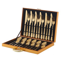 Ensemble de couverts minimaliste en acier inoxydable 24 pièces, coffret cadeau personnalisé, ensemble couteau-fourchette-cuillère 4 pièces, finition miroir, portable