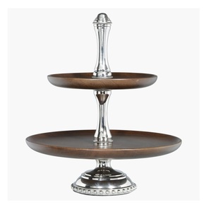 Foldable Wooden 2-Piece Round Eco-Friendly Tall Server <b>Cake</b> <b>Stand</b> for Wedding Decor and Party Events - Product Image 5