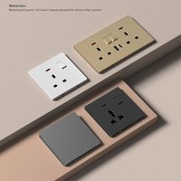 Enchufe de Pared Industrial Universal BENDI C18 10A 220V de 5 Pines con USB-A+C PD de Carga Rápida, Panel de PC Ignífugo, Estándar IP22