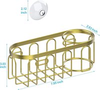 Support de rangement pour évier de cuisine HONGDEC en or brossé avec porte-brosse, installation facile sans perçage, organisateur d'évier pour outils de nettoyage