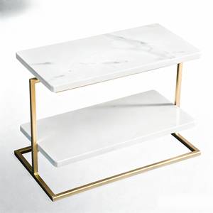 2 Tier <strong>Marble</strong> Organizer <strong>Tray</strong> with Metal Handle | Luxury Double Layer <strong>Marble</strong> <strong>Tray</strong> for Bathroom Vanity, Hotel &amp; Home Decoration - Product Image 3