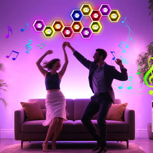 Lampe quantique intelligente avec application, télécommande RGB, lumière d'ambiance LED 5V pour e-sport, décoration murale <span class=keywords><strong>de</strong></span> chambre <span class=keywords><strong>à</strong></span> coucher, lampe murale DIY - Product Image 5
