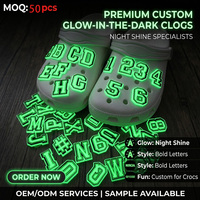 Breloques Lumineuses Personnalisables en Gros pour Chaussures, Lettres Fluorescentes en PVC, Pins 2D pour Sabots, Accessoires de Décoration Fluorescents en Vrac