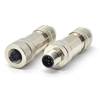 Conector de alimentación a prueba de agua M12, enchufe hembra de 4 pines y enchufe macho tipo DIN con terminación de tornillo