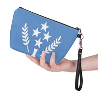 Pochette de maquillage Kosrae en similicuir PU avec drapeau personnalisé pour les voyages interurbains, l'organisation des articles de beauté dans la salle de bain et la vente en gros